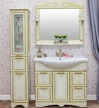Мебель для ванной Sanflor Адель 100 белая, патина золото
